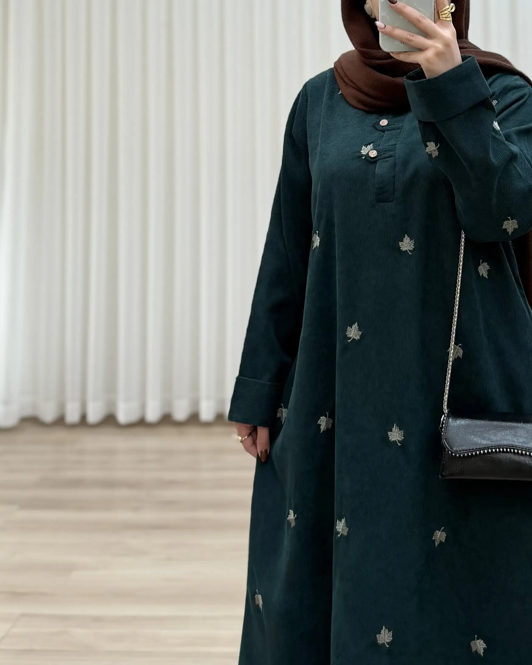 کفتان زنانه تمام گلدوزی مدل برگ
